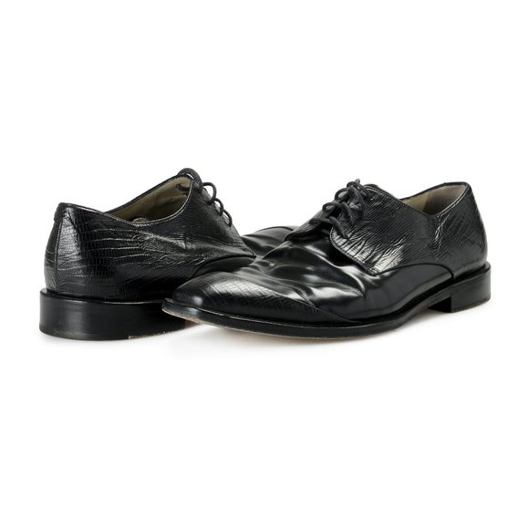 Pal Zileri  Black Textured Leather Oxfords Dress Shoes US 9 IT 42 main image 4